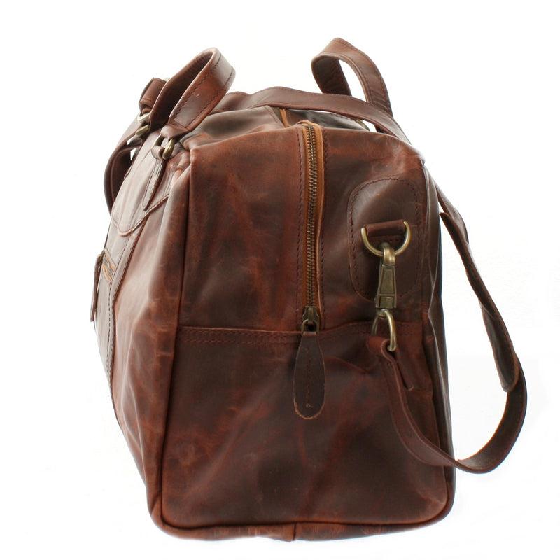 Leconi kleine Reisetasche Weekender Handgepäck Leder braun LE2009 Letzter Tag