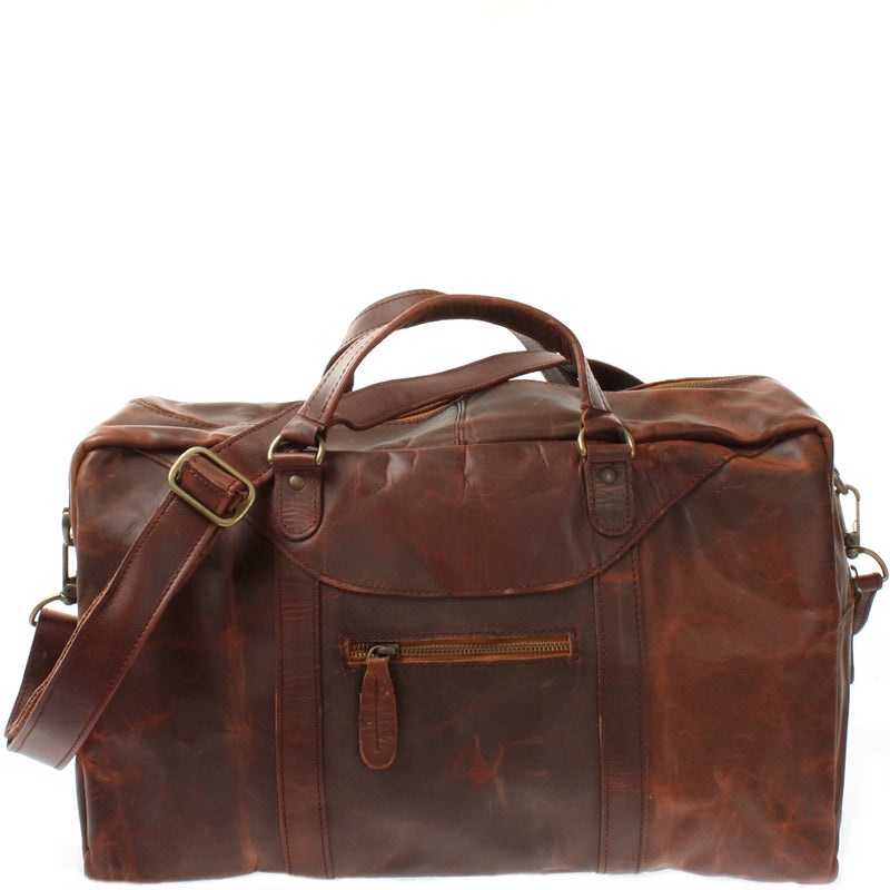 Leconi kleine Reisetasche Weekender Handgepäck Leder braun LE2009 Letzter Tag