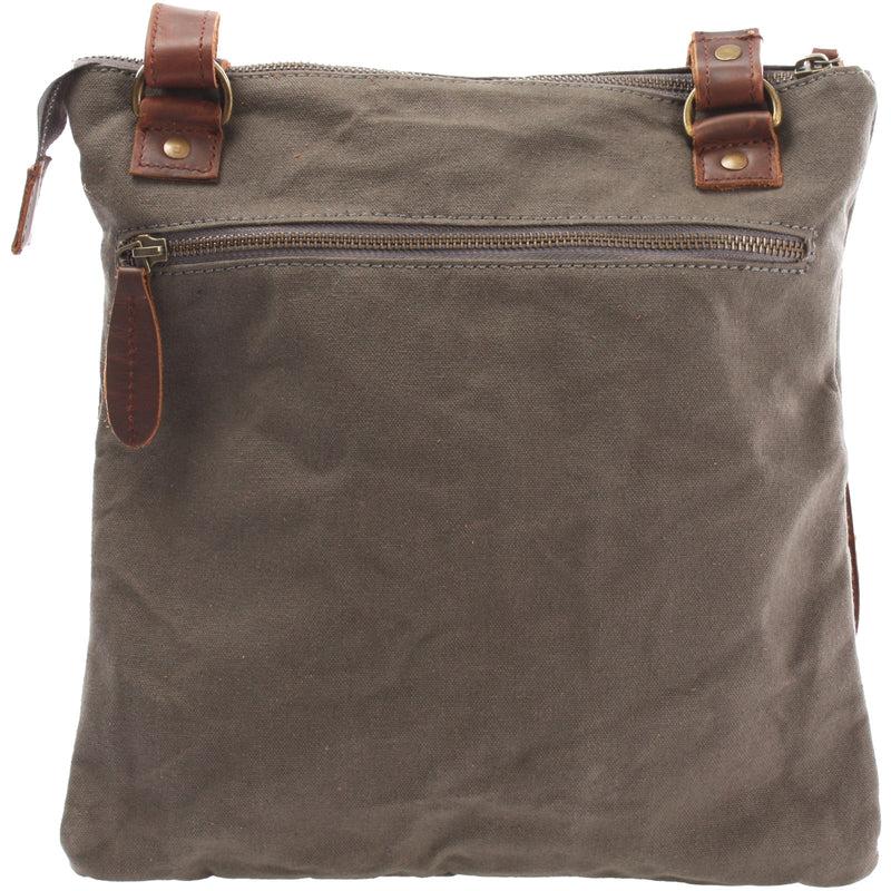 Leconi Umhängetasche Schultertasche Damen Herren Used Look Leder Canvas grau LE3011 Bis zu 50% Rabatt
