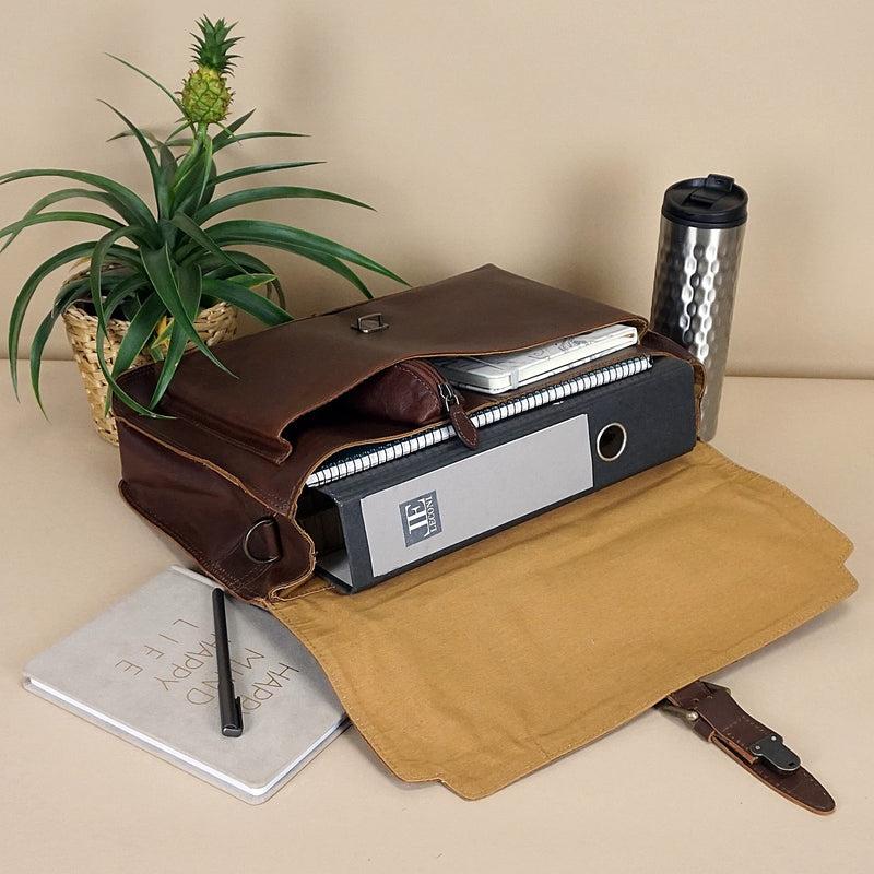 Leconi Aktentasche Businesstasche Messenger Bag Vintage Leder braun LE3008 Bis zu 65% Rabatt