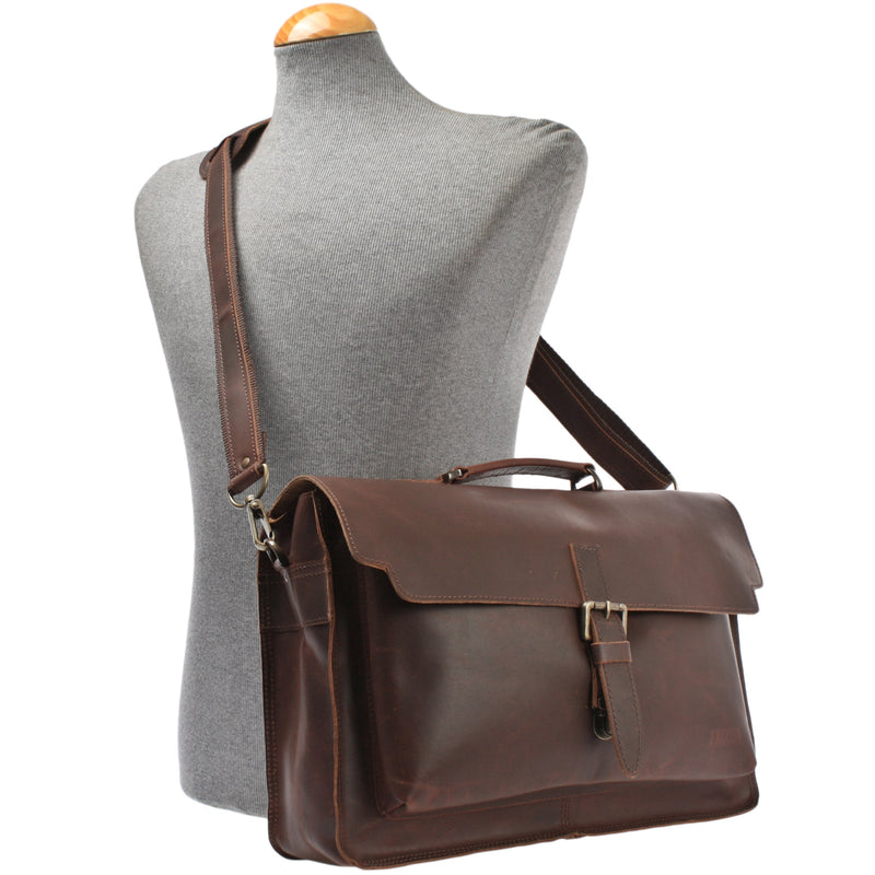 Leconi Aktentasche Businesstasche Messenger Bag Vintage Leder braun LE3008 Bis zu 65% Rabatt