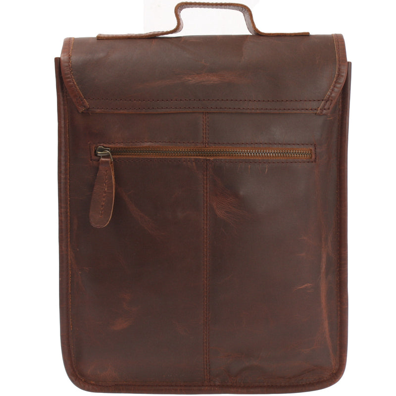 Leconi B-Ware Umhängetasche Freizeittasche Herren Damen Hochformat Leder braun LE3052 Sonderangebot der Fabrik