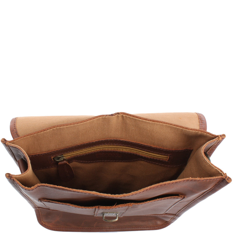 Leconi B-Ware Umhängetasche Freizeittasche Herren Damen Hochformat Leder braun LE3052 Sonderangebot der Fabrik