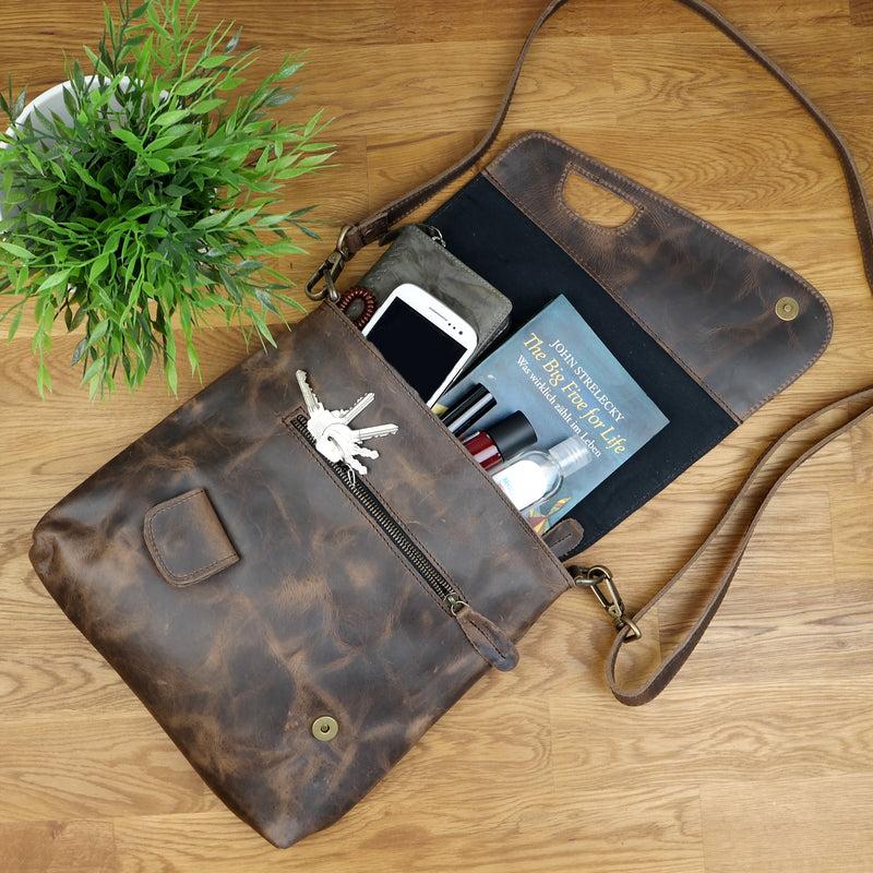 Leconi Umhängetasche Ledertasche Schultertasche Leder schlamm LE3027 Bis zu 55% Rabatt