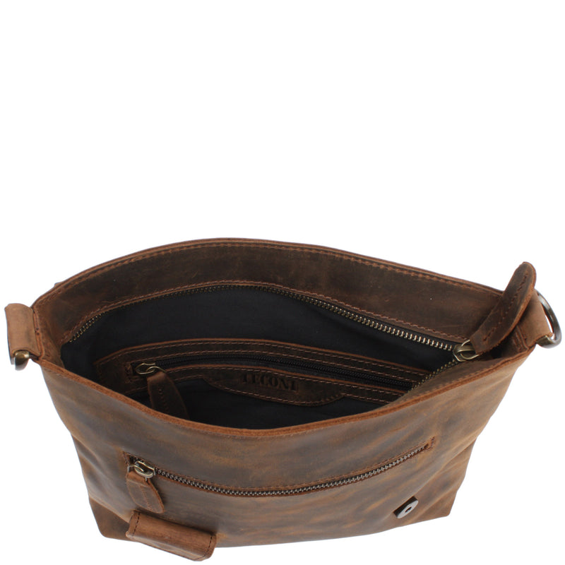 Leconi Umhängetasche Ledertasche Schultertasche Leder schlamm LE3027 Bis zu 55% Rabatt