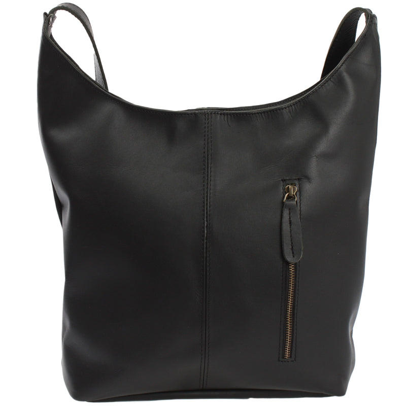 Leconi große Umhängetasche Schultertasche Beuteltasche Damentasche Leder schwarz LE0055 Discount Store für neue Produkte