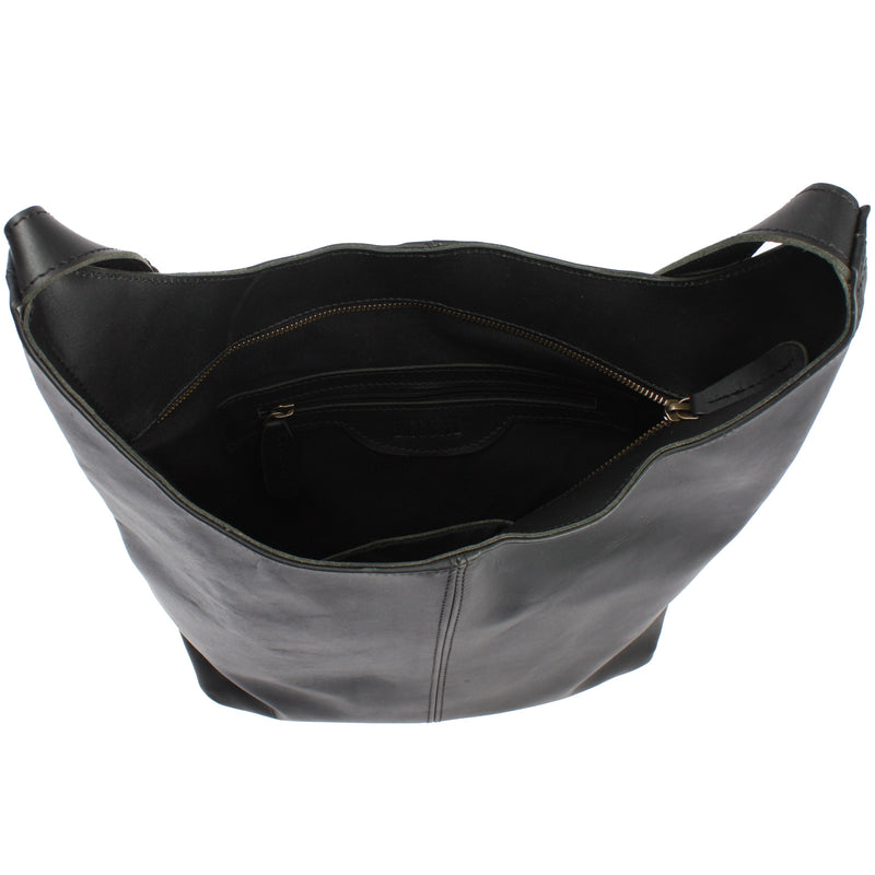 Leconi große Umhängetasche Schultertasche Beuteltasche Damentasche Leder schwarz LE0055 Discount Store für neue Produkte