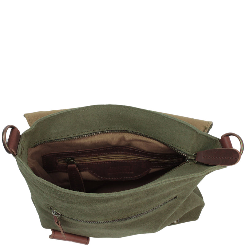 Leconi Umhängetasche Ledertasche Damen Schultertasche Wildleder grün LE3027 Nur noch ein Tag übrig
