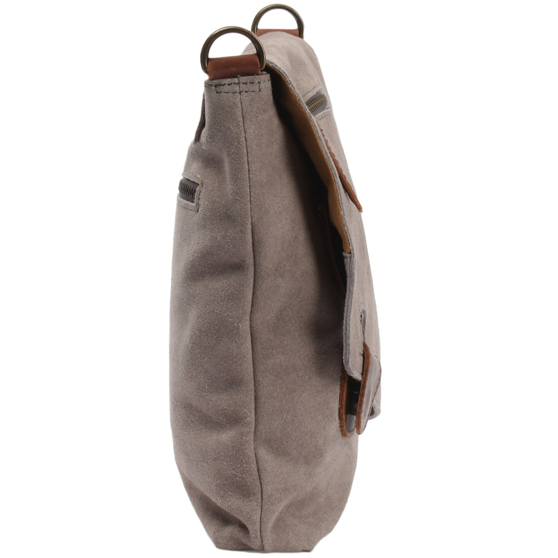 Leconi Umhängetasche Ledertasche Damen Schultertasche Wildleder grau LE3027 Riesige Rabatte