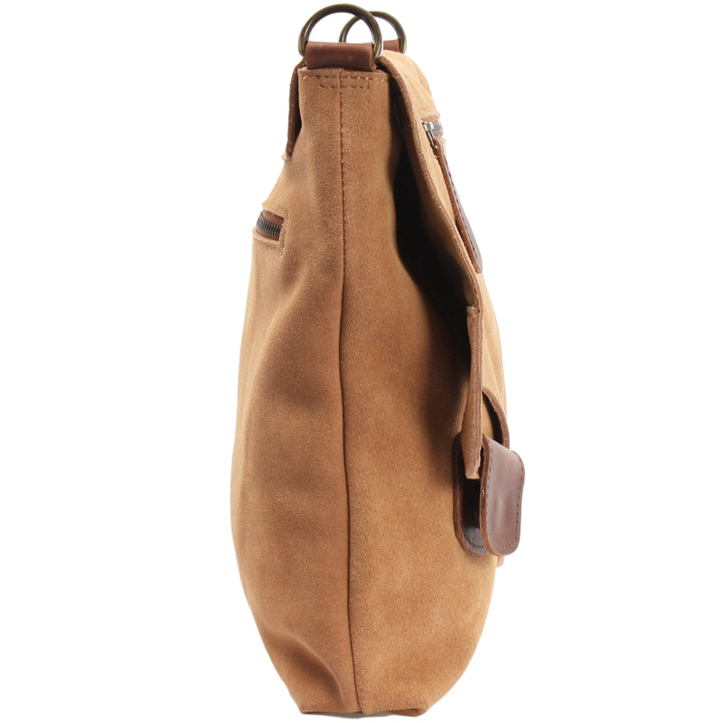 Leconi Umhängetasche Ledertasche Damen Schultertasche Wildleder cognac LE3027 Speichern exportieren