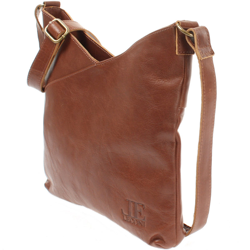 Leconi Schultertasche Umhängetasche Handtasche Leder braun LE0065 Im Verkauf