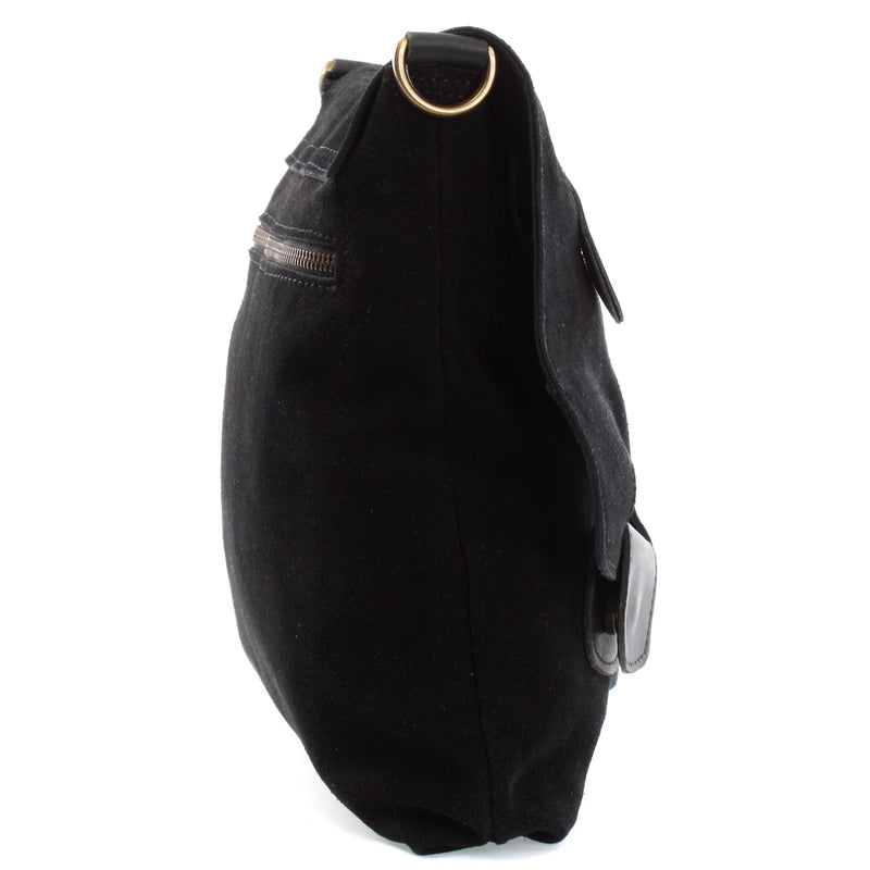 Leconi Umhängetasche Schultertasche Veloursleder schwarz LE3027 Online