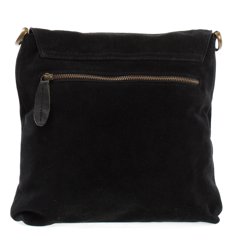 Leconi Umhängetasche Schultertasche Veloursleder schwarz LE3027 Online