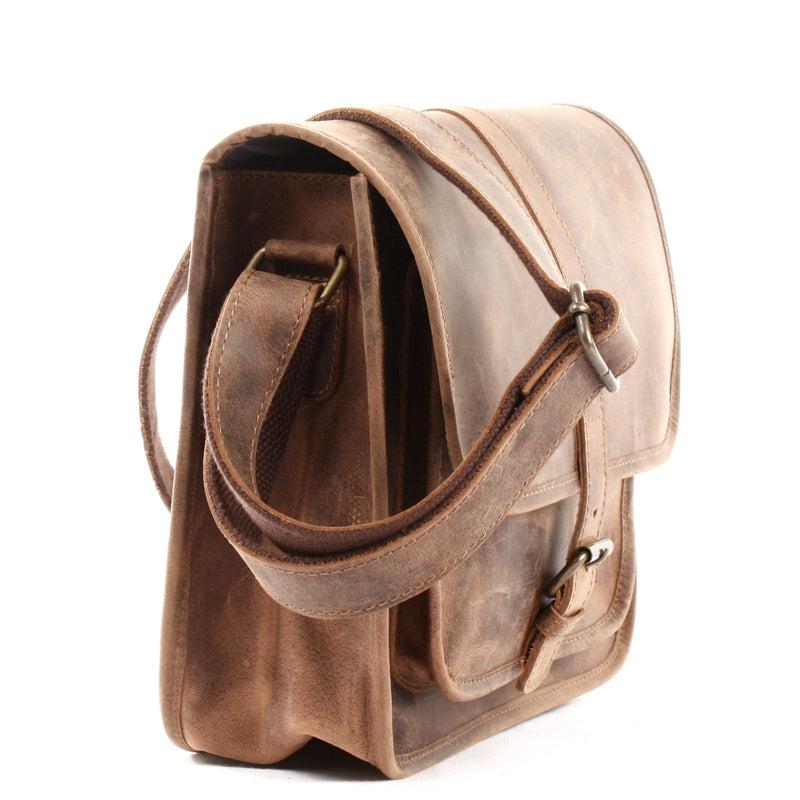 Leconi Umhängetasche Schultertasche Freizeittasche Büffelleder vintage braun LE3062 Verkauf