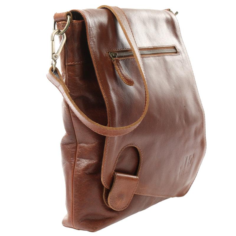 Leconi Umhängetasche Ledertasche Damen Schultertasche Leder braun LE3073 Schlussverkauf