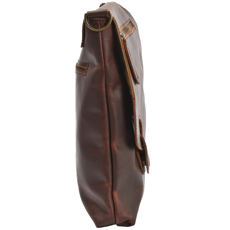 Leconi Umhängetasche Ledertasche Schultertasche Leder braun LE3027 Fabrikverkauf