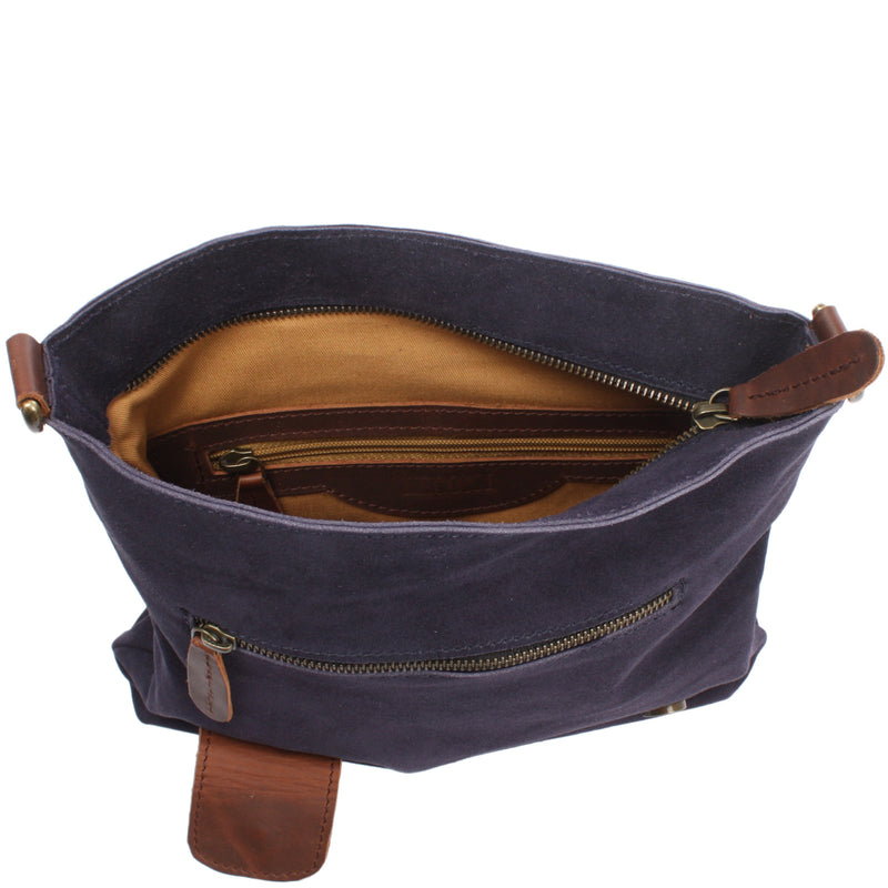 Leconi Umhängetasche Ledertasche Damen Schultertasche Wildleder navy LE3027 Kostenloser Versand