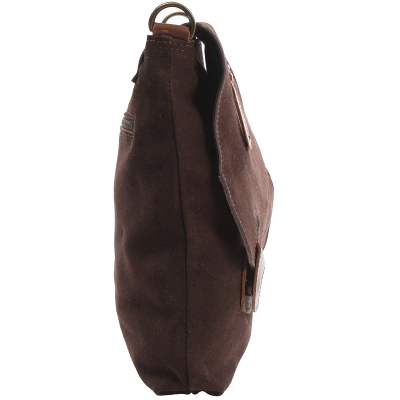 Leconi Umhängetasche Ledertasche Damen Schultertasche Wildleder dunkelbraun LE3027 Fabrik Onlineshop