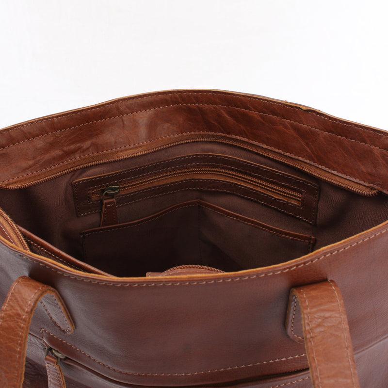 Leconi Schultertasche Damentasche DIN A4 Leder braun LE0071 Muttertagsangebot