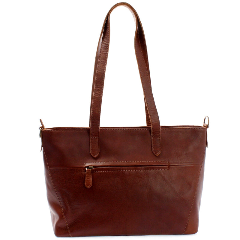 Leconi Schultertasche Damentasche DIN A4 Leder braun LE0071 Muttertagsangebot