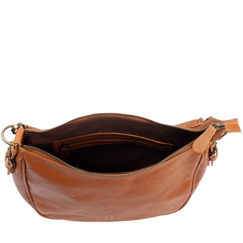 Leconi Schultertasche Ledertasche Handtasche Leder cognac LE0063 Neueste Mode