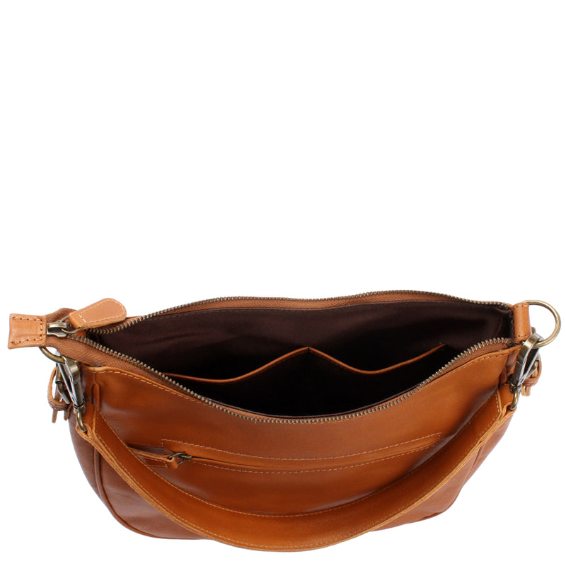 Leconi Schultertasche Ledertasche Handtasche Leder cognac LE0063 Neueste Mode
