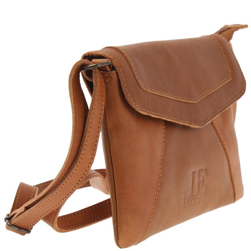 Leconi kleine Umhängetasche Ledertasche Damentasche Schultertasche Leder cognac LE3078 Zeitlich begrenztes Angebot