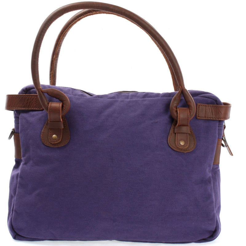 Leconi Schultertasche Henkeltasche Damentasche Handtasche Leder Canvas lila LE0050 Neuheiten