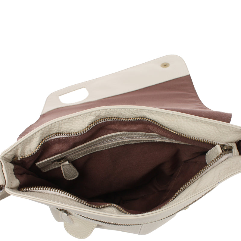 Leconi Umhängetasche Ledertasche Damen Schultertasche Leder beige LE3073 Bestseller