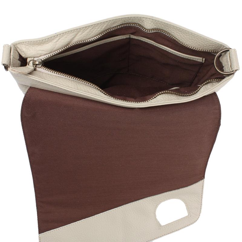 Leconi Umhängetasche Ledertasche Damen Schultertasche Leder beige LE3073 Bestseller