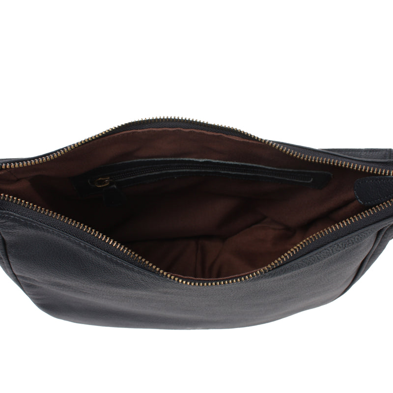Leconi Schultertasche Ledertasche Damentasche Leder navy LE0063 Sonderangebote