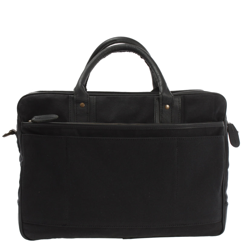 Leconi Aktentasche Handgepäck Trolleytasche Canvas Leder schwarz LE3066 Super Sparpreis
