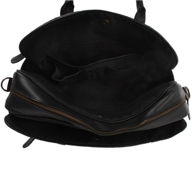 Leconi Aktentasche Handgepäck Trolleytasche Canvas Leder schwarz LE3066 Super Sparpreis
