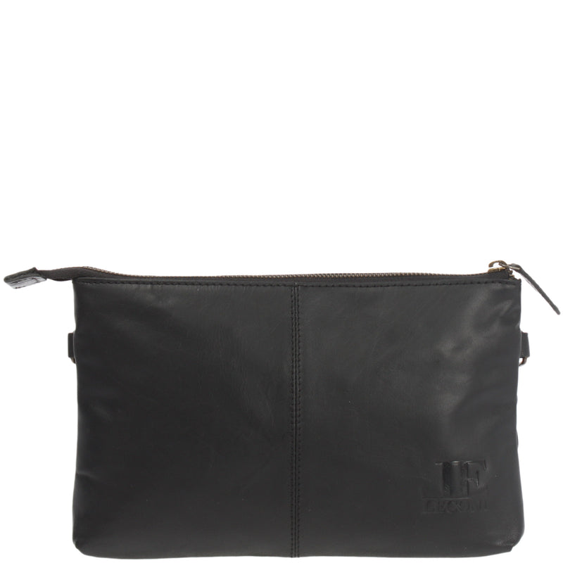 Leconi kleine Umhängetasche Schultertasche Damentasche Clutch Leder schwarz LE3081 Letzte 3 Tage