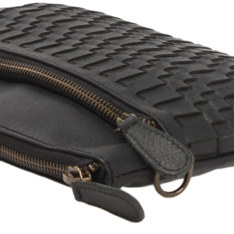 Leconi kleine Umhängetasche Schultertasche Damentasche Clutch Leder schwarz LE3081 Letzte 3 Tage