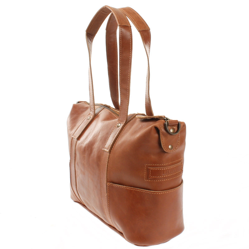 Leconi Shopper Schultertasche Henkeltasche Leder cognac LE0034 Rabatt