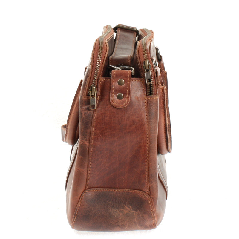 Leconi Umhängetasche Schultertasche Henkeltasche Damentasche Aktentasche Businesstasche Leder kastanie LE3065 Günstig kaufen