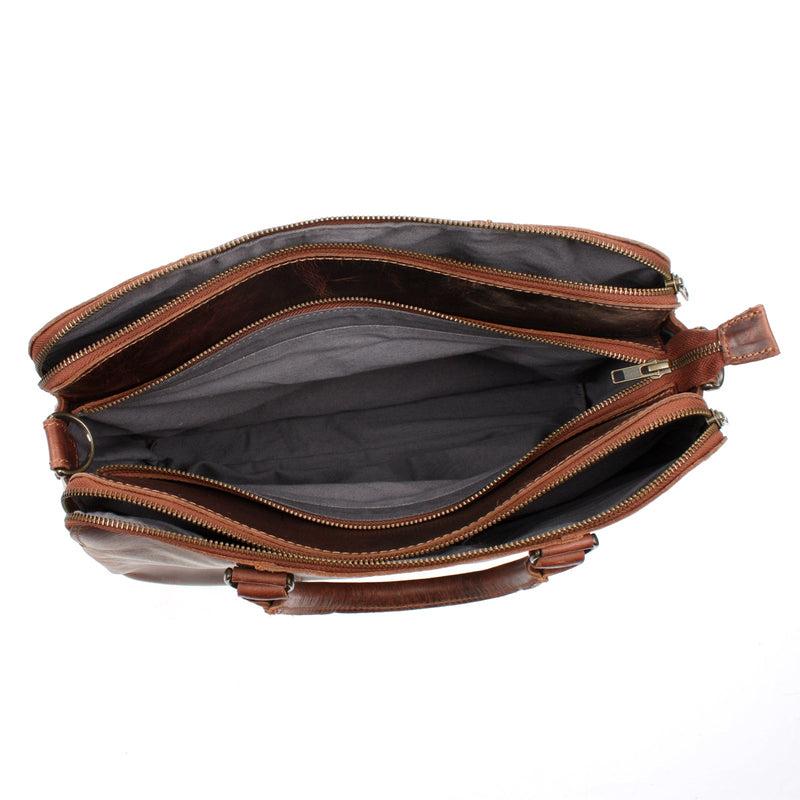 Leconi Umhängetasche Schultertasche Henkeltasche Damentasche Aktentasche Businesstasche Leder kastanie LE3065 Günstig kaufen