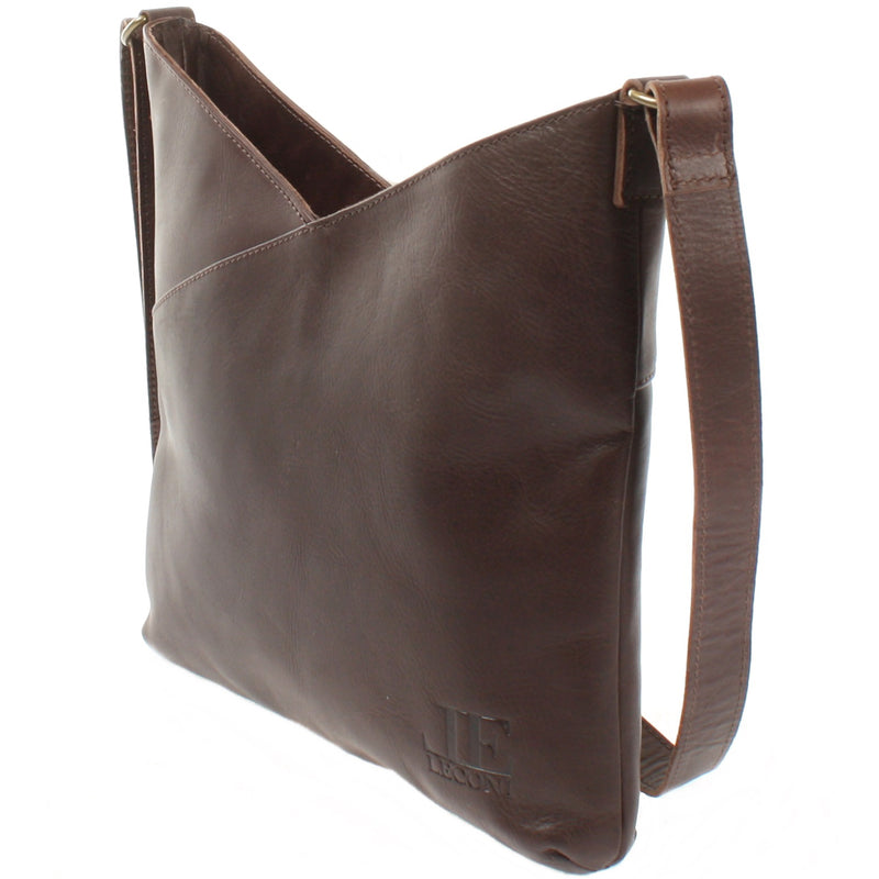 Leconi Schultertasche Damentasche Handtasche Leder dunkelbraun LE0065 Flash Sale
