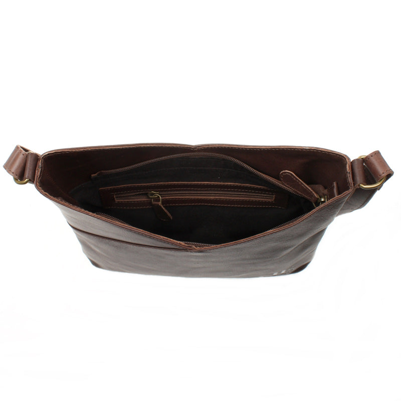 Leconi Schultertasche Damentasche Handtasche Leder dunkelbraun LE0065 Flash Sale
