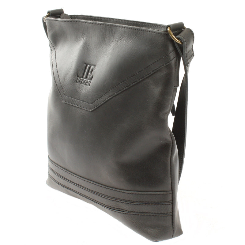 Leconi Umhängetasche Ledertasche Damen Schultertasche Leder dunkelgrau LE0066 Online Shopping