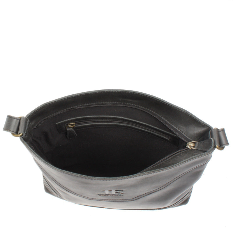 Leconi Umhängetasche Ledertasche Damen Schultertasche Leder dunkelgrau LE0066 Online Shopping