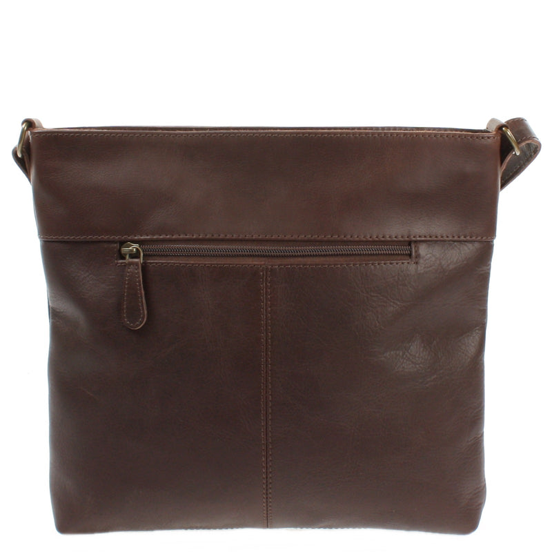 Leconi Umhängetasche Ledertasche Damen Schultertasche Leder dunkelbraun LE0066 Exklusivangebot