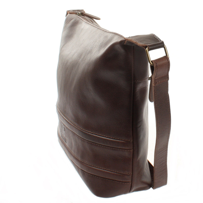 Leconi Umhängetasche Beuteltasche Ledertasche Damentasche Leder dunkelbraun LE0064 Preisnachlass