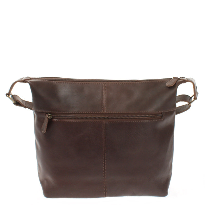 Leconi Umhängetasche Beuteltasche Ledertasche Damentasche Leder dunkelbraun LE0064 Preisnachlass