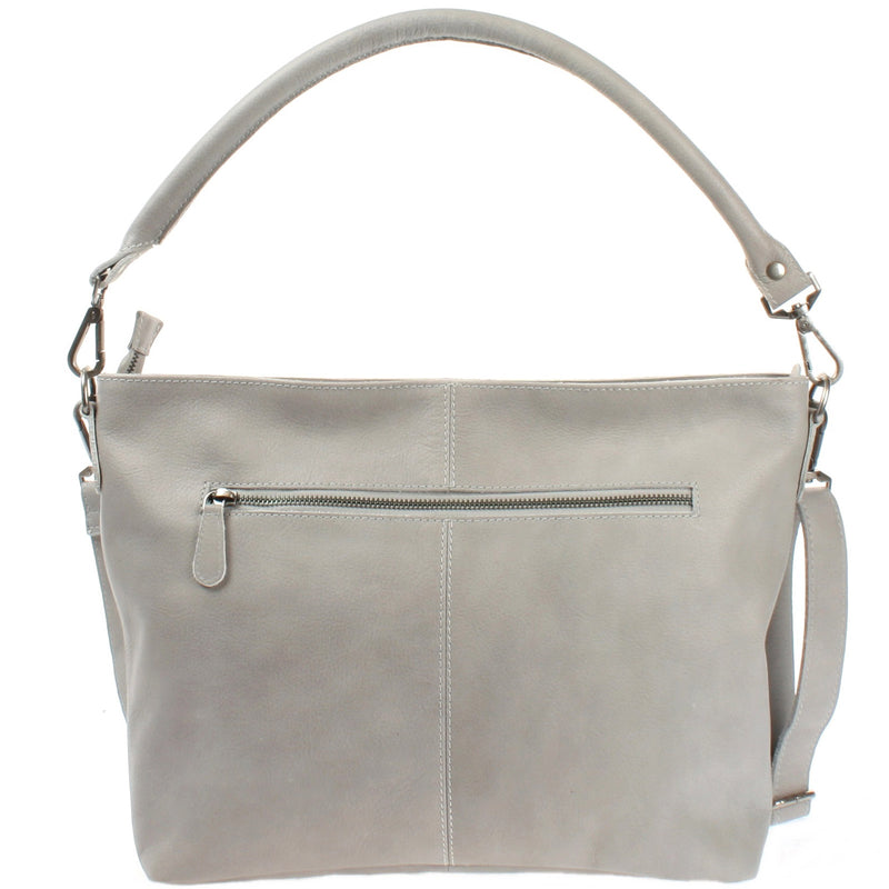 Leconi Schultertasche Umhängetasche Ledertasche Leder Damen hellgrau LE0062 Saisonschlussverkauf
