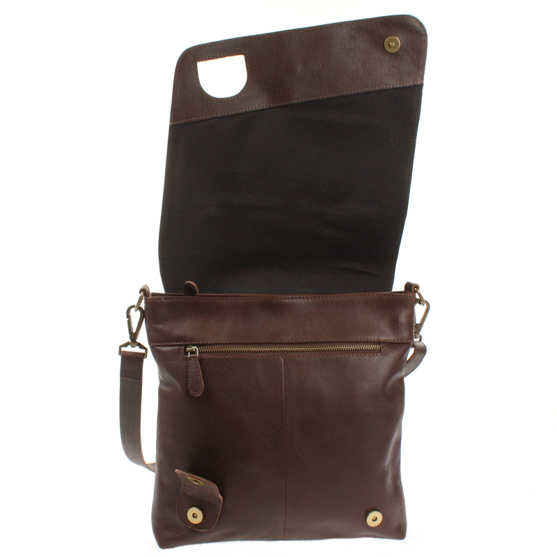 Leconi Umhängetasche Ledertasche Damen Schultertasche Leder dunkelbraun LE3073 Black Friday