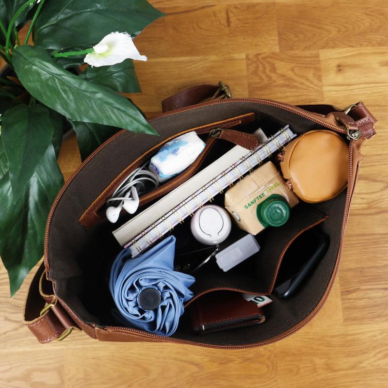 Leconi Umhängetasche Ledertasche Damen Herren Schultertasche Leder braun LE0067 Weihnachtsangebot