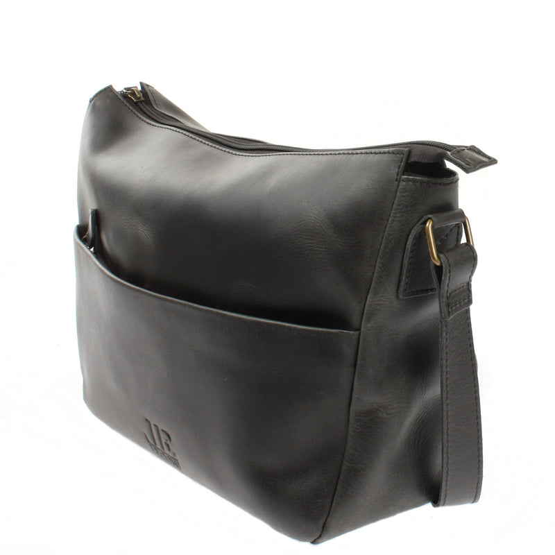 Leconi Umhängetasche Ledertasche Damen Herren Schultertasche Leder dunkelgrau LE0067 Osterangebot