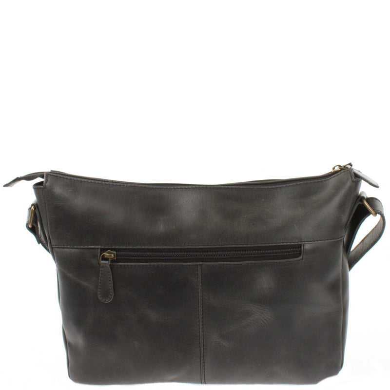 Leconi Umhängetasche Ledertasche Damen Herren Schultertasche Leder dunkelgrau LE0067 Osterangebot